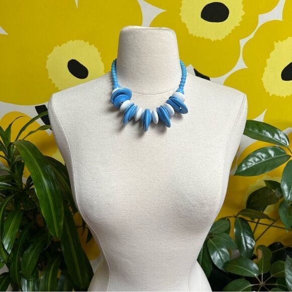 Vintage 70s Handmade Resin Plastic Bead Chunky Statement Necklace - Picture 3 of 4